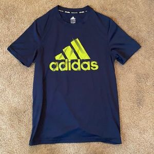 Adidas Dark Blue Short Sleeve Athletic Tee - Boys Large